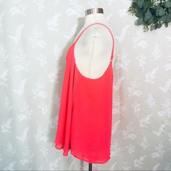 3/$22🩶 FLAW Torrid Womens Top Cami Neon Coral Chiffon Plus Size 1 1X - Picture 7 of 10